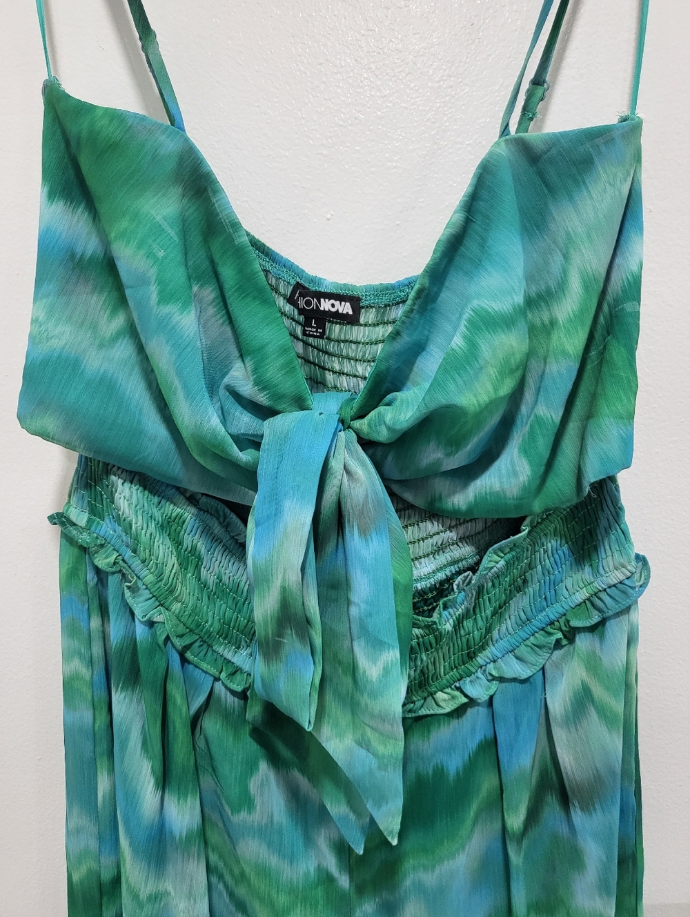 NWOT FN Blue Green Wave Jumpsuit - Size Large - Picture 4 of 8